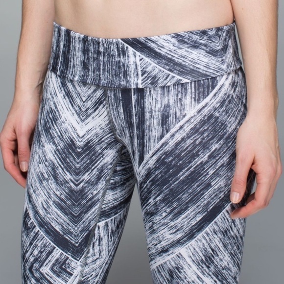 Lululemon Wunder Under Leggings Full-On Luon (Roll Down) Heat Wave White Black - Picture 3 of 11